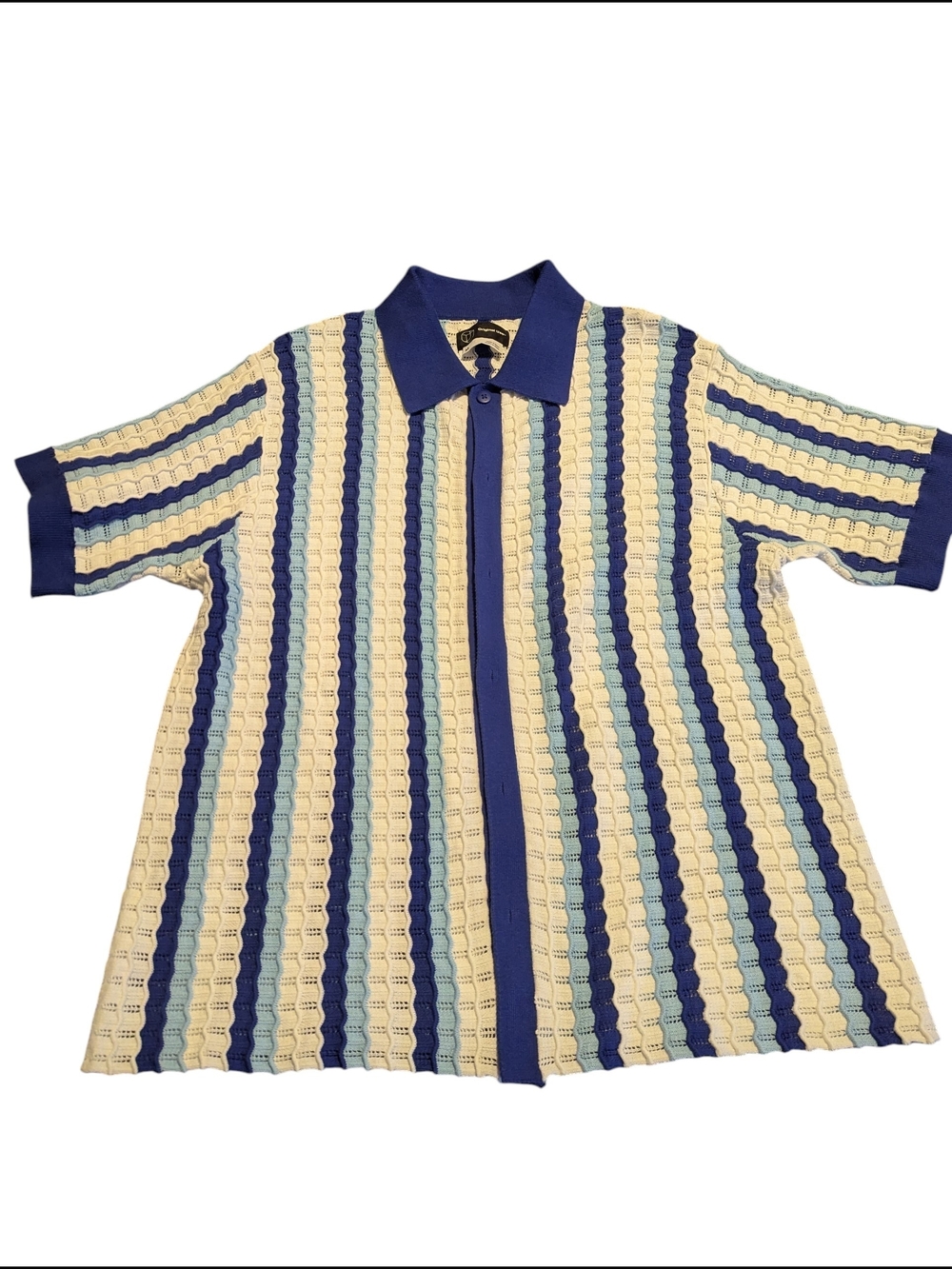 Original Use Blue and White Knit Polo,M